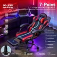 thumbnail image 4 of JONPONY Big and Tall Gaming Chair, Ergonomic PU Leather Chair with Footrest and Lumbar Support, High Back Computer Game Chair for 8 Hours Comfort, Black Red, 4 of 8