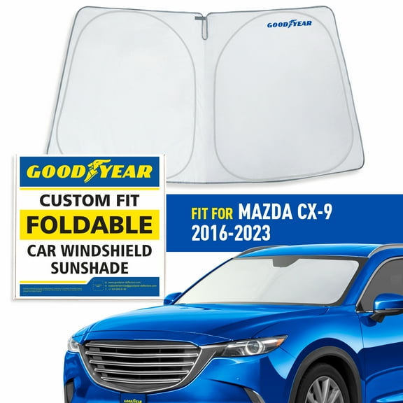 Goodyear Foldable Windshield SunShade for Mazda CX-9 2016-2023, SUV car accessories, Sunshade Cover, Sun Shade Car Windshield, Window Sun Blocker - GY008248