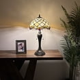 thumbnail image 2 of Tiffany Style Table Lamp Beige Stained Glass Crystal Beans Pull Chain Switches for Living Room Bedroom Bedside 12"W*12"D*22"H, 2 of 6