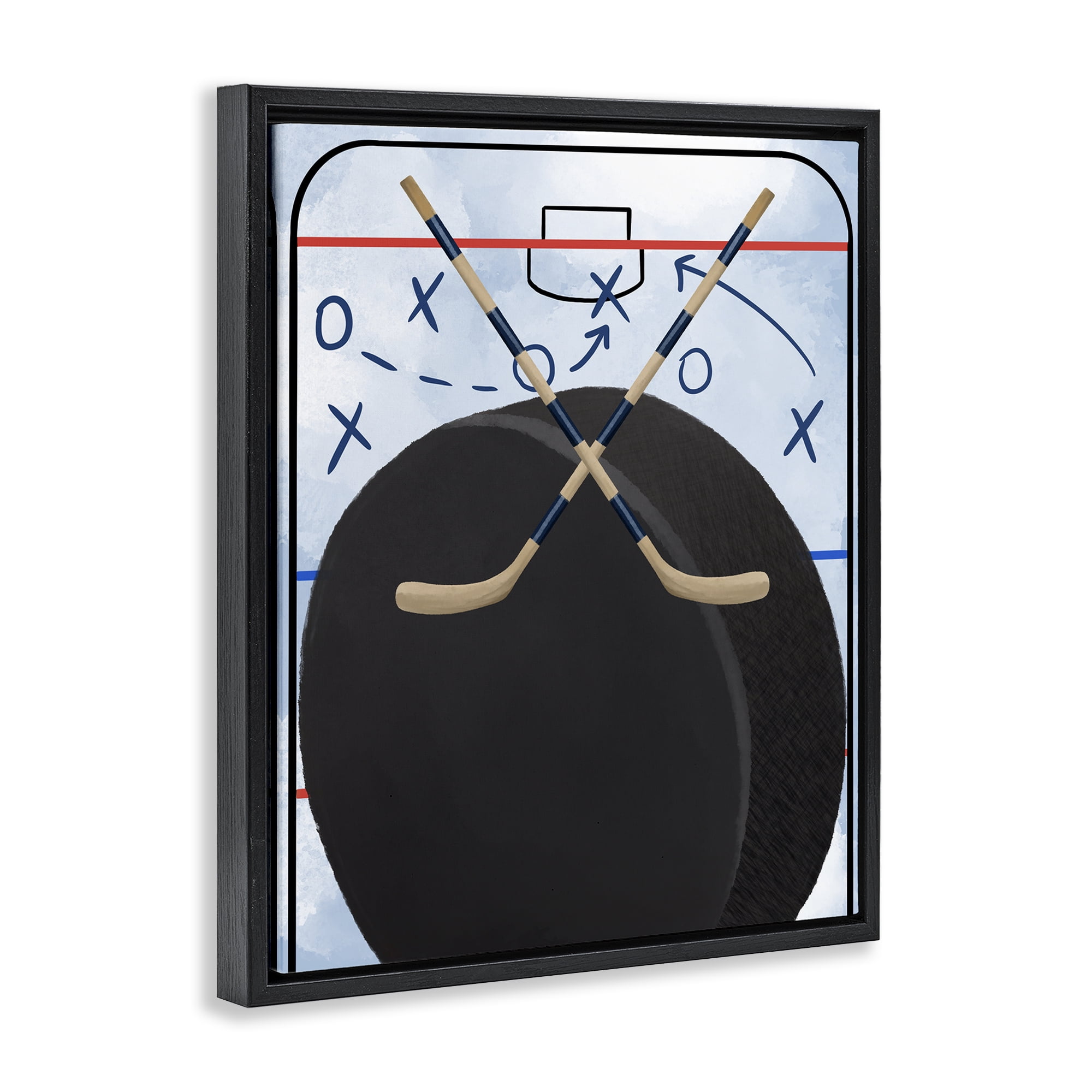 Stupell Industries Hockey Rink Tactics Black Framed Floater Canvas Wall Art, design by Jennifer Stith