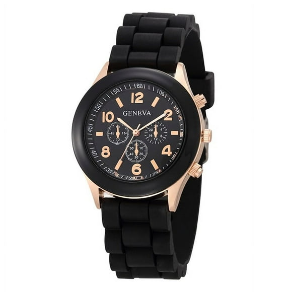 GENEVA Brand Women Watches 2023 New Fashion Ladies Quartz Wrist Watch Rubber Strap Simple Casual Watches for Women Reloj Mujer black_5