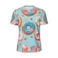 thumbnail image 5 of Wukai Colorful Donut Print Men's Short-Sleeved Mesh T-Shirt,Quick-Dry Short Sleeve Workout T-Shirt-X-Small, 5 of 8