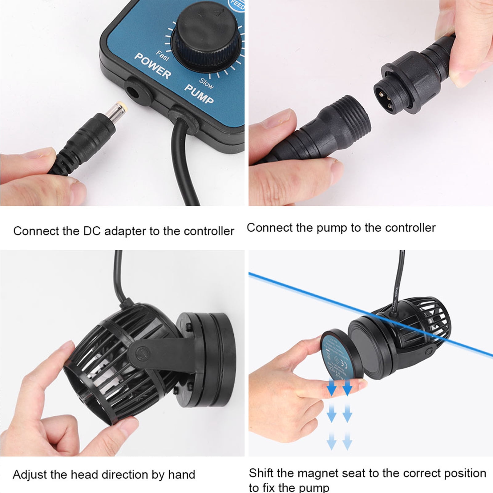 Jebao SW-4 10W Water Pump Wave Maker for Aquarium Fish Tank, Ultra-Silence Circulation Pump with Magnetic Mount Suction, Essential Fish Tank Accessory for Water Flow, 5.51 inches / 14 cm, Small Size