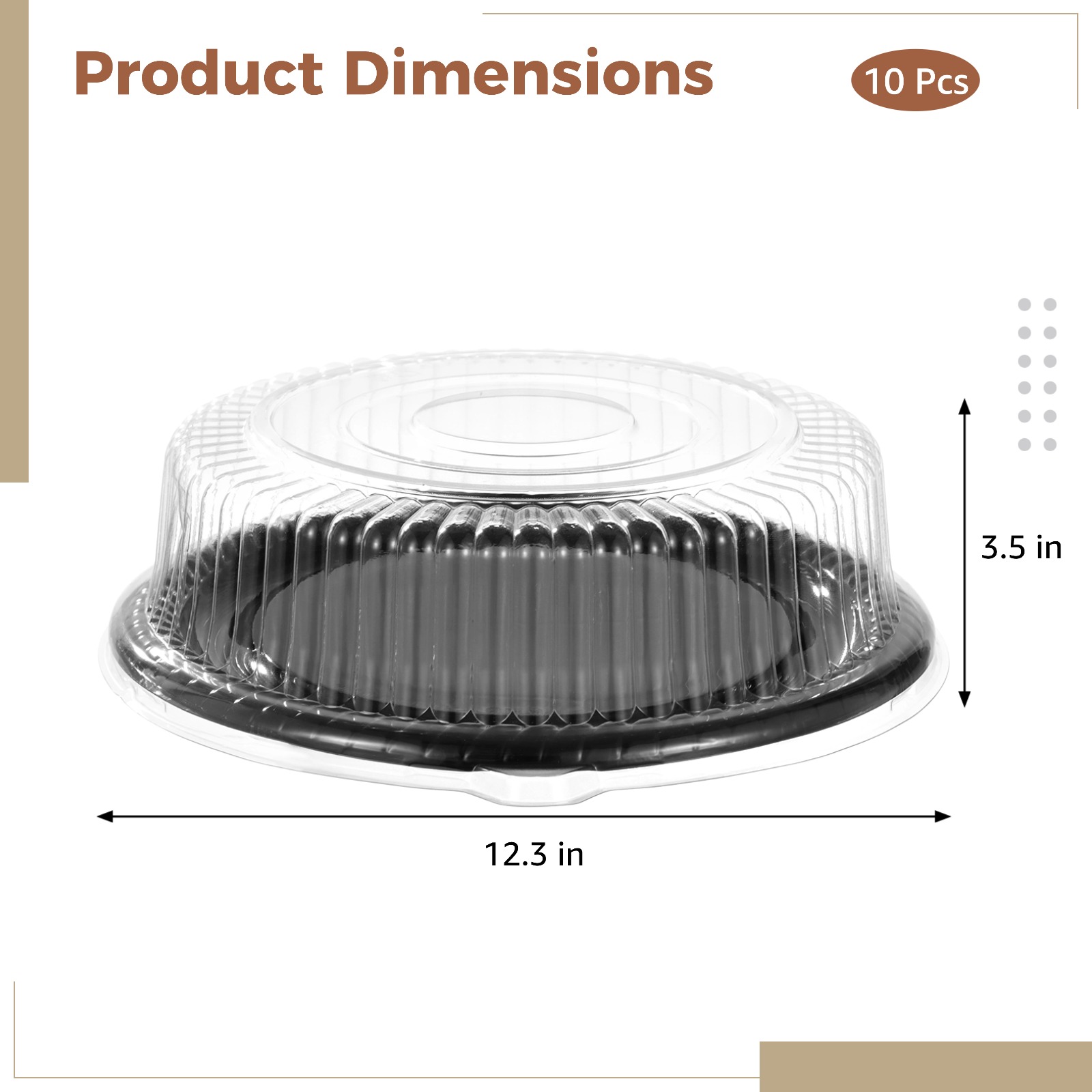 10 Pcs 12.3 Inch Plastic Serving Trays with Lids,Disposable Cheesecake Containers, Reusable Round Platters with Clear Dome Lids, Stackable Round Trays for Parties, Catering, Takeout
