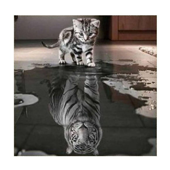 Explosive Diamond Painting 5d Kitten Reflection Tiger Point Diamond Cross Stitch Diy Full Environmental Friendly 30x30