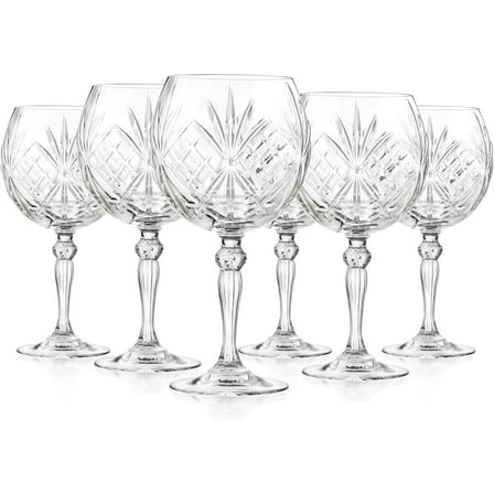 Barski Wine Glasses - Gin Tonic - Cocktail - Coupe - Goblet Glass - Set of 6 Crystal Glasses - Beautifully Designed Balloon Goblets - Each Glass is 18 oz Made in Europe