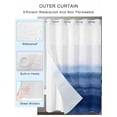 thumbnail image 2 of No Hook Cloth Fabric Shower Curtain with Snap in Liner, Navy Blue Ombre Waterproof Shower Curtains Set with See Through Top Window, Farmhouse Modern Gradient Bath Curtains Shower 36"x78", 2 of 6