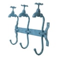 thumbnail image 4 of Cast Iron Vintage Rustic Blue Farmhouse Sink Faucet Spigot Triple Wall Hooks, 4 of 8
