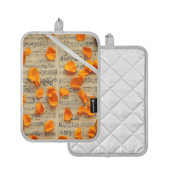 2 Pcs Pot Holders Sets Oven Mitts Square Potholders Oven Hot Pads Heat Resistant for Kitchen Cooking Baking 7"x9.8" Orange Petals