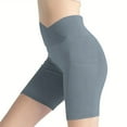 thumbnail image 4 of tarylea Yoga Shorts for Women Cross Front Slim Fitted Leggings Solid Color High Stretch Shorts with Pockets Casual Comfy Workout Gym Shorts, 4 of 8