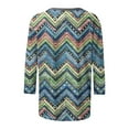 thumbnail image 5 of Womens 3/4 Sleeve Tops Geometric Printed Crew Neck T Shirts Summer Fall Casual Basic Tees Plus Size Tshirts (S, Blue 01), 5 of 5