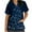 Navy, variant on Luxalzxs Scrubs for Women, Women's Happy New Year Christmas Tree Print Nursing Uniform Short Sleeve V-Neck Holiday T-Shirts Workwear Tops with Pockets