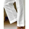 thumbnail image 4 of Frontwalk Cotton Casual Pants for Women Elastic Waist Wide Leg Pants Comfy Straight Leg Pants White XL, 4 of 5