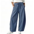 thumbnail image 2 of Inleife Women's Solid Barrel Wide Leg Sweatpants Drawstring Elastic Waisted Wide Leg Pants Casual Trousers With Pockets Corduroy Pants, 2 of 5
