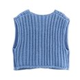 thumbnail image 3 of Ahdbta Sweaters Jackets for Women Button Down Trendy Cap Sleeve Twist Knitted Vests Solid Color Loose Fit Soft Sweaters Coats, 3 of 7
