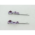 thumbnail image 3 of Faship A Pair Of Purple Rhinestone Crystal Floral Hair Clip Pins 2 Pcs, 3 of 4