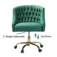 thumbnail image 3 of Swivel Office Task Chair Swivel Rolling Computer Velvet Fabric Gold Legs Makeup Vanity Chairs Adult Office Green, 3 of 9
