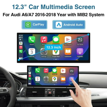 Ninetom 12.3" TouchScreen Wireless CarPlay Android Auto for Audi A6 A7 With MIB2 2016-2018 Year Car Multimedia Dispaly Bluetooth Mirrorlink