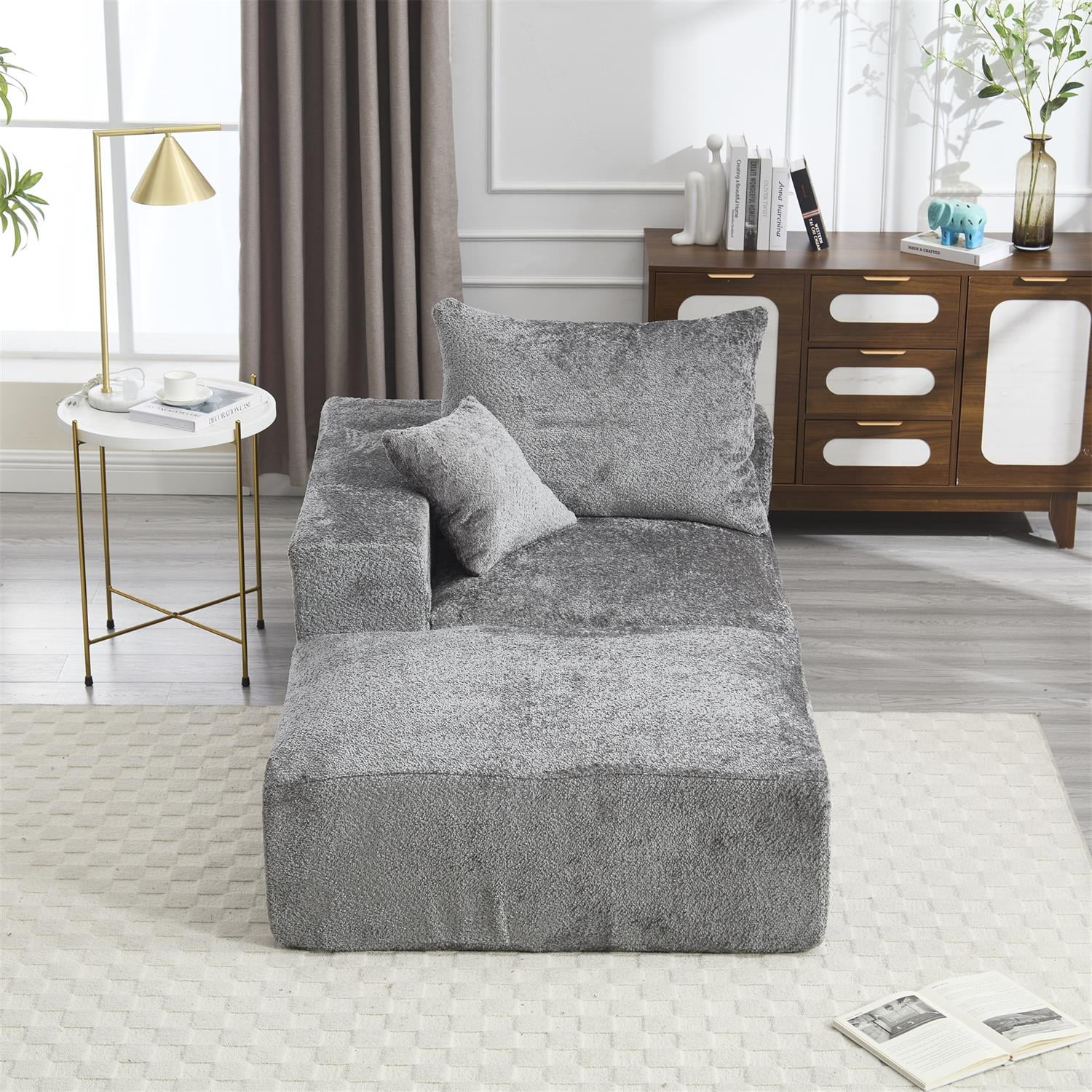 Demi Bonn 67" Memory Foam 2-Seater Sofa, Comfy Chenille Fabric Couch, No Assembly Needed, Portable Modern Deep Seat for Living Room, Bedroom, Apartment, Gray
