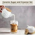 thumbnail image 2 of Ceramic Sugar and Creamer Set, Includes 11.8 oz Creamer Pitcher and 7.4 oz Sugar Bowl, Coffee Bar Serving Set with Wooden Tray & Lid, Porcelain Spice Container Set for Home Kitchen, 2 of 5