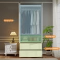 thumbnail image 5 of Modern 2 Door Wardrobe Armoire Closet with 2 Drawers and Hanging Rod, Freestanding Storage Cabinet for Bedroom, 5 of 8