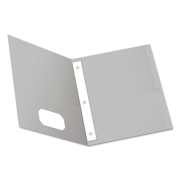 Oxford 57705 0.5 in. Capacity Twin-Pocket Folders with 3 Fasteners - Gray (25/Box)