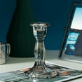 thumbnail image 4 of Decorative Smoked Gray Glass Crystal Taper Traditional Candle Holder Candlestick, Hexagon Shape, 4 of 6