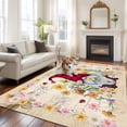 thumbnail image 3 of Rectangle Area Rug 5x8ft,Ladybug Dwarf Daisy Flower Watercolor Washable Carpet Non-Slip Runner Accent Rugs Indoor Floor Mat for Bedroom Living Room Decor,Watercolor Floral Retro Letter, 3 of 9
