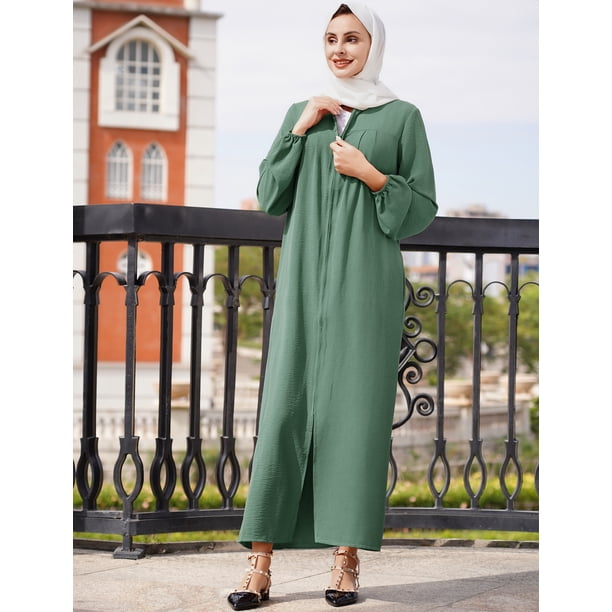 chinese dress ladies BNisBM Muslim Clothes for Women Long Sleeve Maxi Dress Loose Praying Dress  Abaya Full Cover Islam Dubai Modest Robe A-Beige at Amazon Women's Clothing  store