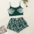 thumbnail image 2 of CAUYDY Halloween Pajamas Women Cute Printed Top and High Waist Shorts Plus Size Pajama Set Funny Skeleton Sleepwear(Dark Green,S), 2 of 6
