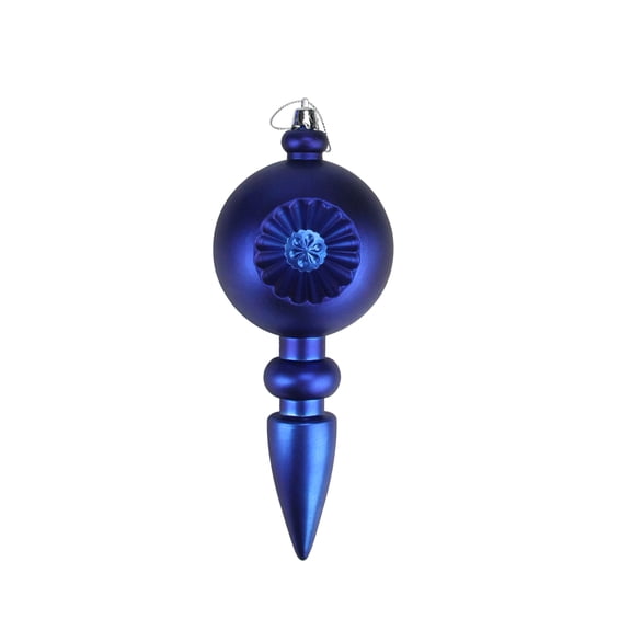 4ct Matte Royal Blue Retro Reflector Shatterproof Christmas Finial Ornaments