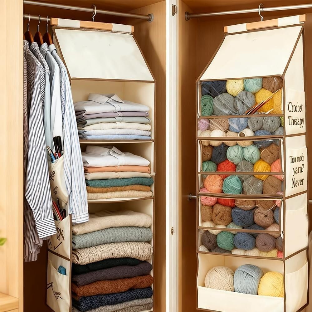 Yarn Heaven Storage Bag – Over The Door & Closet Hanging Yarn Bag for Crochet & Knitting, Skein Holder Holds 200+ Skeins