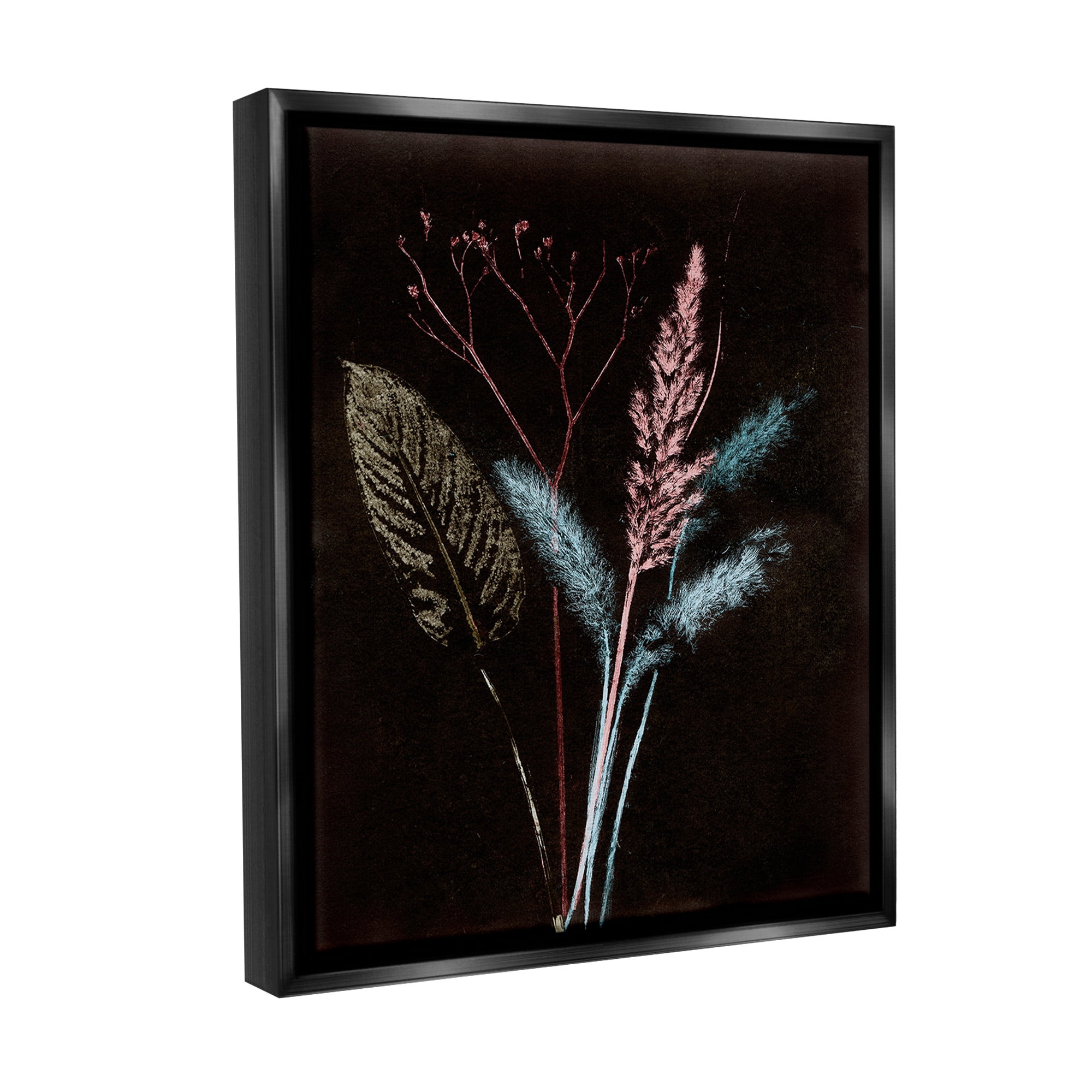 Stupell Industries Country Reeds Impressions Botanical & Floral Painting Black Floater Framed Canvas Art Print Wall Art, 25 x 31