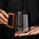 thumbnail image 5 of Taza de té de vidrio resistente al calor – Alto borosilicato • Mango de madera de nogal • Impermeable • Uso en oficina/hogar • Cristalería transparente y duradera • 12oz • Fácil de limpiar • Taza de, 5 of 5