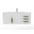 thumbnail image 2 of Nile 48" White Wood Floating Vanity with White Top and Gold Trim, 2 of 8