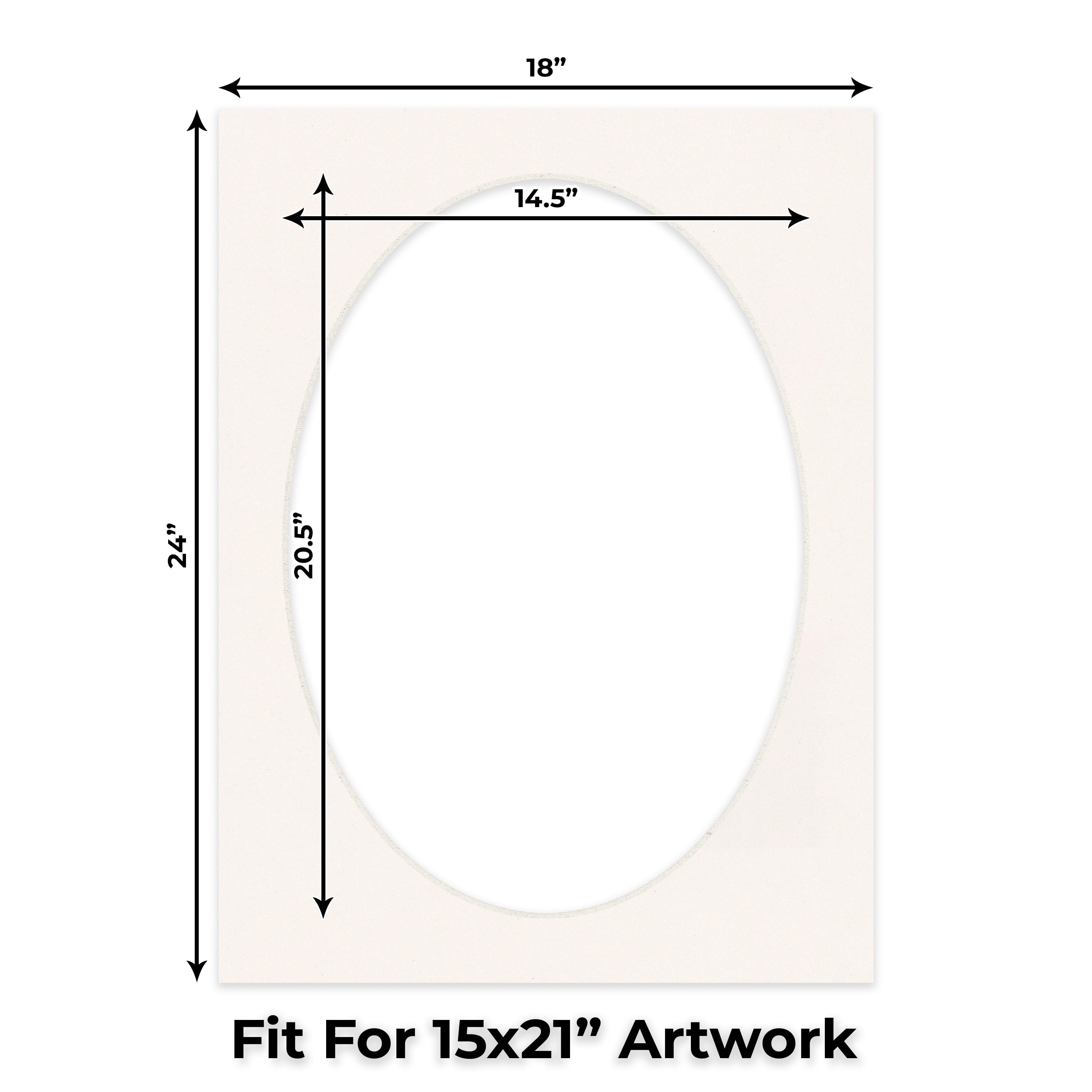 Silver Mist Picture Frame Mat for 18x24 Frames - Oval Opening for 15x21 Photos - 1 Mat
