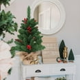 thumbnail image 7 of 2 PCS Tabletop Christmas Tree, Small Flocked Xmas Tree Mini Artificial Pine Tree with Burlap Base for Desk Table Fireplace Mantel Decor 24 Inches, 7 of 7