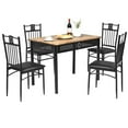 thumbnail image 1 of Giantex 5 Piece Dining Set, Modern Bench Table Set w/Wood Top & Soft Padded Seat, Dining Table and Chairs Set for Home Kitchen, Black, 1 of 8