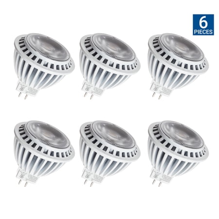 Hyperikon LED Dimmable Light Bulb  7W (50W Equivalent)  4000K Daylight Glow  490 Lumens  MR16  GU5.3 Base  CRI 90+ (6-pack)