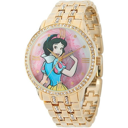 Disney Snow White and Prince Women's Alloy Case Watch, Gold CZ Bracelet