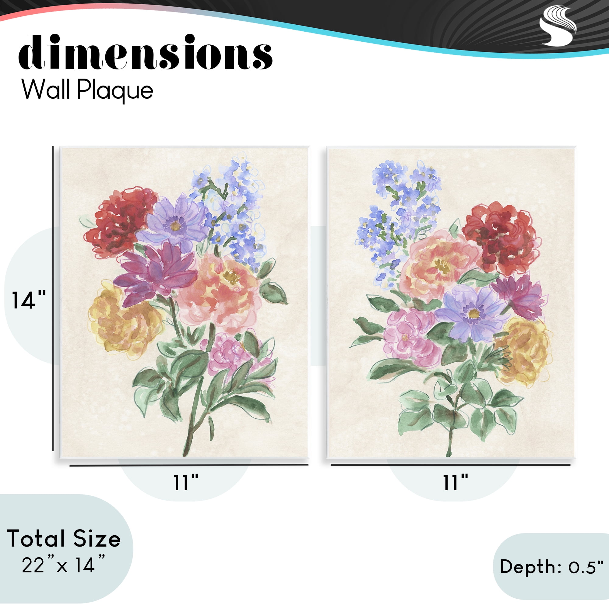 Stupell Industries Spring Blooms on Parchment 2 Piece Wall Plaque Art Set, design by June Erica Vess