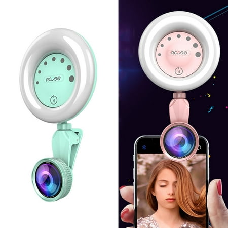 AMZER Beauty 52-LED Touch Sensor APP Control Selfie Clip Flash Fill Light with HD 4K Wide Angle / 20X Macro Lens, For Live Broadcast, Live Stream, Beauty Selfie, (Best Live Football Streaming App)