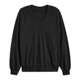thumbnail image 5 of SSZMDLB Women Sweater Long Sleeve Loose Fit Casual Pullover Tops Solid Color Fall Winter Basic Soft Knit Blouses, Black M, 5 of 6