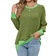 thumbnail image 2 of Long Sleeve Shirts for Women Tunic Tops Loose Fit Cute Casual Color Block Ribbed Knit Tops Sweaters Green S, 2 of 9
