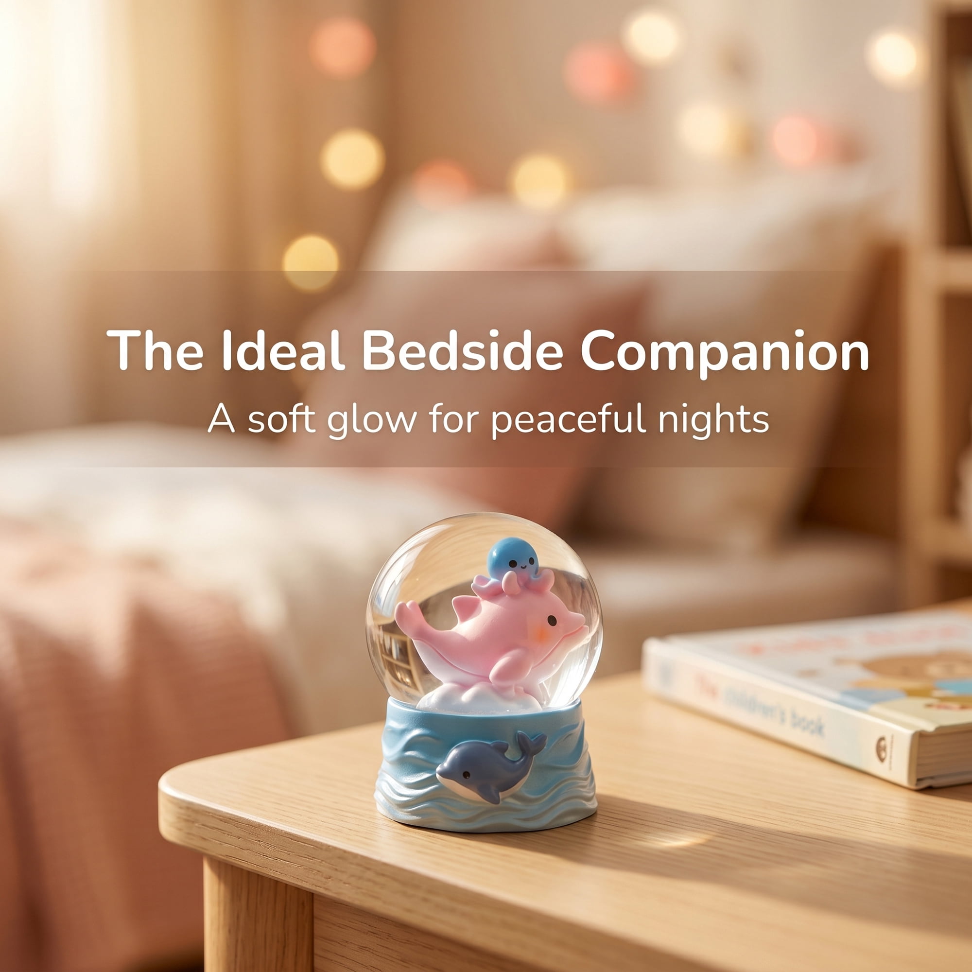 Unique Bargains Cartoon Light Up Crystal Ball Mini Resin Figurine Snow Globe Blue Style C