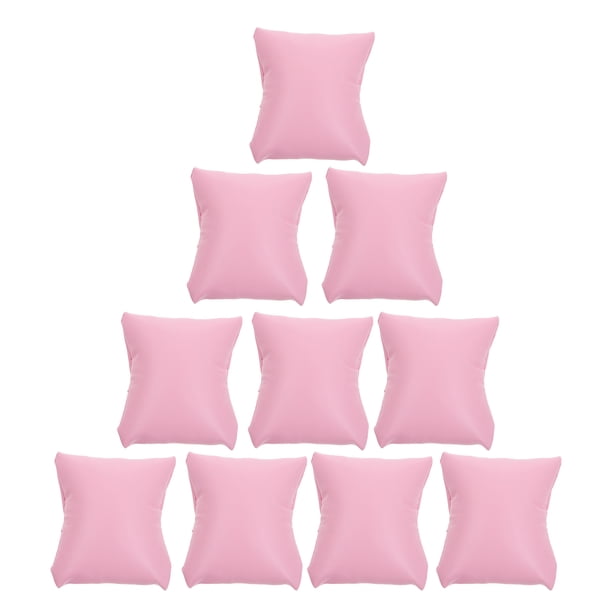 10 unidades de cojines de PU rosa para reloj, pequeños cojines cuadrados rellenos, para exhibir joyas, pulseras, organizadores para joyero