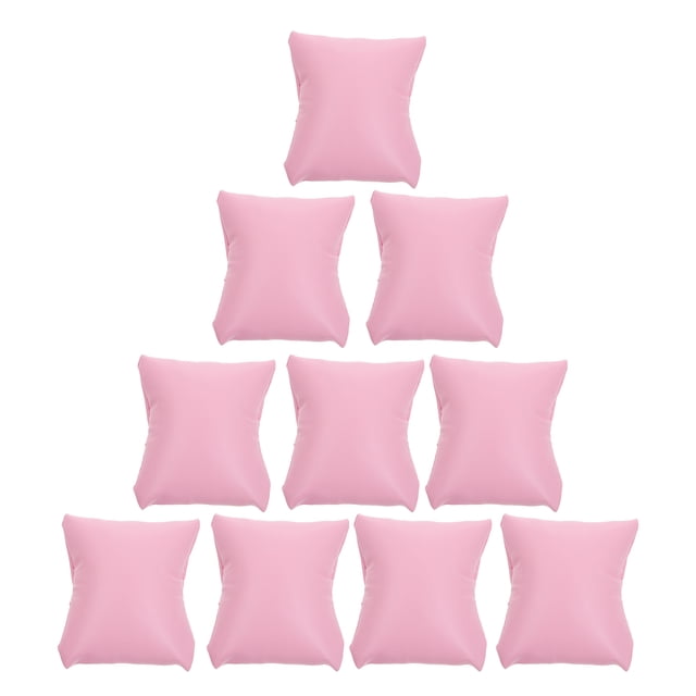 BRIGHTFUFU 10 Uds. De almohadas para reloj de PU rosa, cojín cuadrado relleno pequeño, almohada para exhibición de joyería, pulsera, brazalete, organizador para caja de joyería
