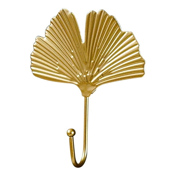 Wall Mount Leaf Shaped Coat Hooks for Jackets Towels Keys Storage Iron Metal Ginkgo Wall Art Decor 1-Pack