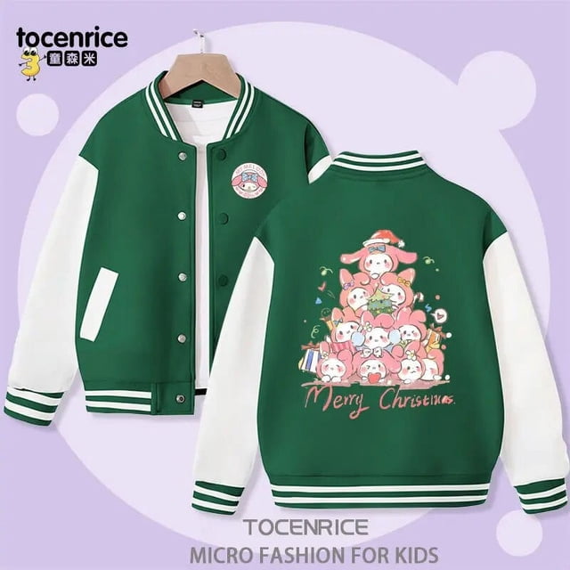 Cute Sanrio Cinnamoroll Jacket Hello Kitty My Melody Kuromi Overcoat Spring Autumn Kids Loose Sports Baseball Uniform Clothes