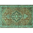 thumbnail image 1 of Ahgly Company Machine Washable Indoor Rectangle Persian Turquoise Blue Traditional Area Rugs, 5' x 7', 1 of 4